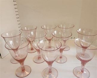 Blush pink footed stemware