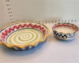MacKenzie Childs pie plate plate and bowl (new)