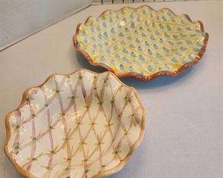 MacKenzie Childs ruffled edge plate and bowl