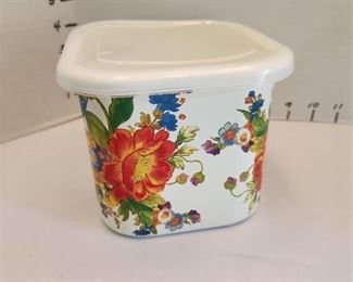 MacKenzie Childs White Flower Market deep medium square bowl NIB