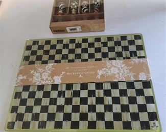 MacKenzie Childs cutting board and canape knives both new