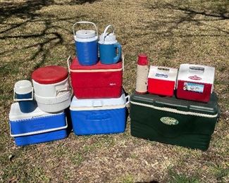 Ice chests, coolers. Some have never been used. More not in this photo.