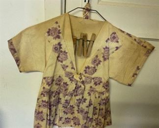 Clothespin bag. Grandma made it from a flour sack in the late 1930s -early 40s.
