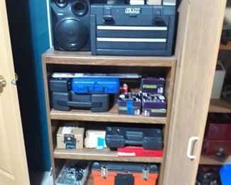Speaker, tool boxes and power tools