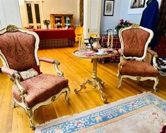 Louis XV Style armchairs and table