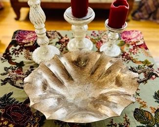 Silver (900/1000) oval bowl with dragon handles