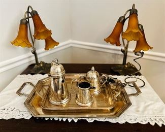 Italian silver tea service and trays