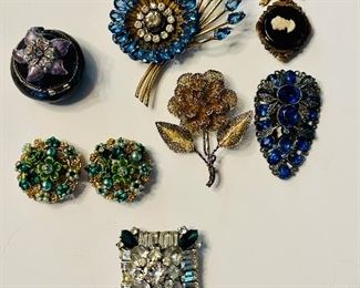 Vintage rhinestone pins and brooches