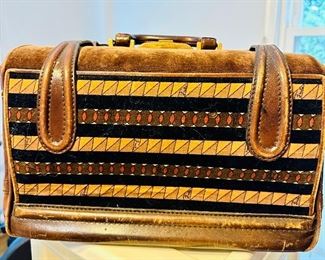 Vintage Emilio Pucci velvet and leather travel case
