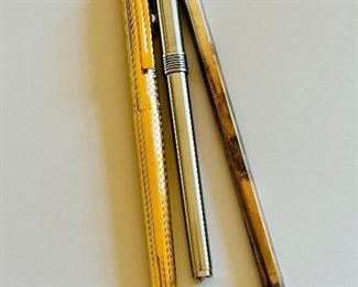Schaeffer white dot & Autora Italy fountain pens, Sterling BIC ball point pen