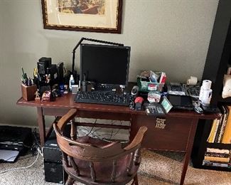 computer - office supplies - Mid Century Desk - Alexandre Lunois lithograph - very rare.