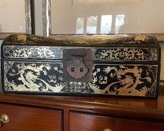 1920's Chinese Pillow Box with 24K Paint 