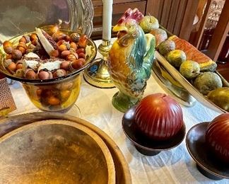 Antique wooden bowls, bowl fillers of all kinds.
