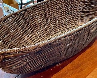 HUGE rattan basket with wooden handles