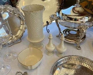 Lenox pieces, pewter and silver plate