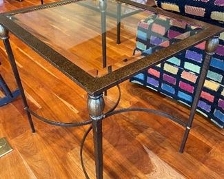 Contemporary iron and glass side table