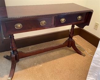 Duncan Phyfe drop leaf desk/table with drawers. Excellent condition.