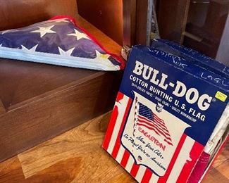 Folded burial flag, real cotton bunting - NOS