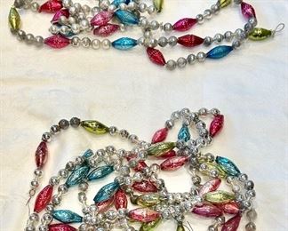 Vintage glass beaded Christmas garlands. 40s-50s era.  Excellent condition with vivid colors. 