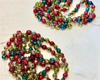 Vintage glass beaded Christmas garlands. 40s-50s era.  Excellent condition with vivid colors. 