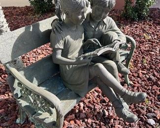 Large fabulous bronze statue of children reading Tarzan book. Very detailed. 