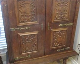 Storage Cabinet - Ornate Design Trim.  From Romania.
