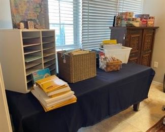 Puzzles, Paper Sorter chest, envelopes and office misc