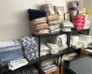 TONS OF BRAND NEW TOWELS, SHEETS BEDDING AND PILLOWS