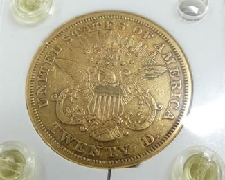 VIEW 4 BACKSIDE 1866 GOLD $20 COIN