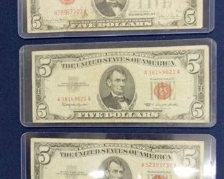 (3) $5 RED SEAL NOTES