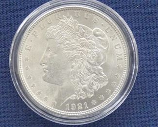 1921 MORGAN SILVER DOLLAR (BU)