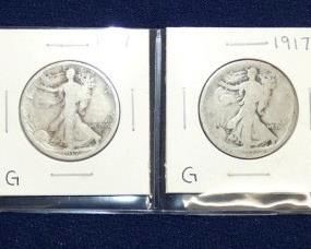 (4) SILVER WALKING LIBERTYS 1917