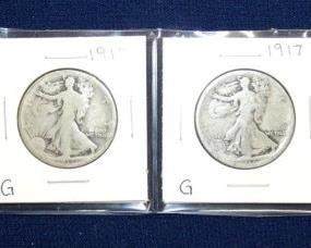 (4) SILVER WALKING LIBERTYS
