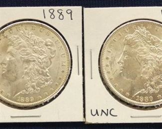 (2) 1889 MORGAN SILVER DOLLARS