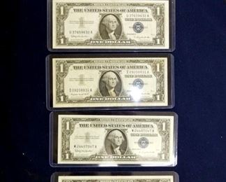 (5) 1957 $1 SILVER CERTIFICATES