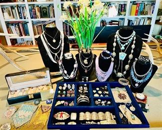 Sterling  and gold jewelry.  Sterling serving pieces. Grand Baroque. Security on premises. Jewelry removed daily!