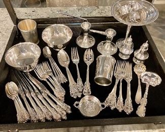 More sterling including Wallace Grande Baroque replacement pieces. Security on premises. Valuables removed daily. 