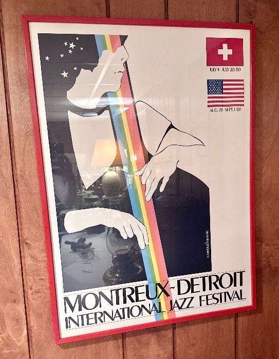 Original 1980 Montreux Detroit Jazz Festival framed poster.