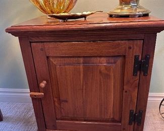 Country style pine side table with storage.