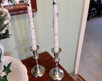 Pair of pewter candlesticks.
