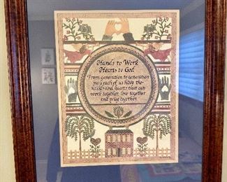 "Hands to work & hearts to God" American artwork.