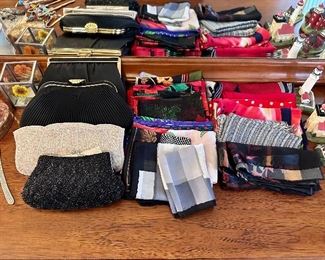Scarves & evening handbags.