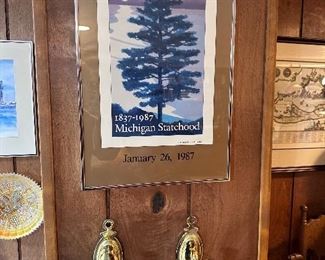 1987 Michigan stamp poster, framed.