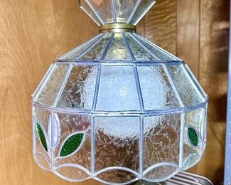 Leaded glass hanging light fixture.