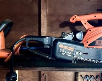 Chain saw, blower and hedger.