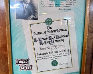 Vintage San Francisco Railway Safety award.