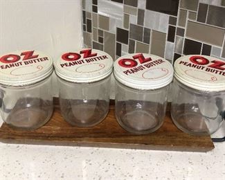 Oz Vintage Peanut Butter Jars With Display Shelf