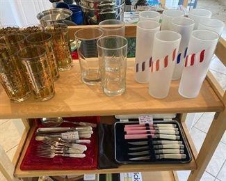 kitchen glassware and knife sets