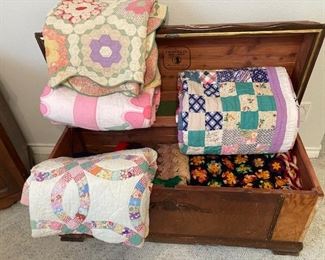 cedar chest and old quilts
