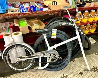 Folding ice bike w/ studded rear wheel
